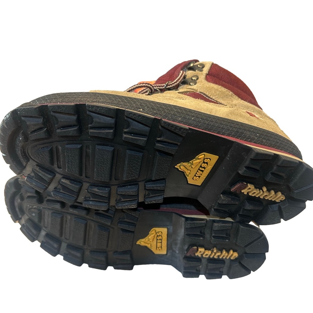 Raichle Burgundy and Tan Hiking Boots - Picture 2 of 11